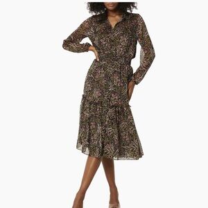 NWT MISA Los Angeles Laysi floral single tiered midi dress